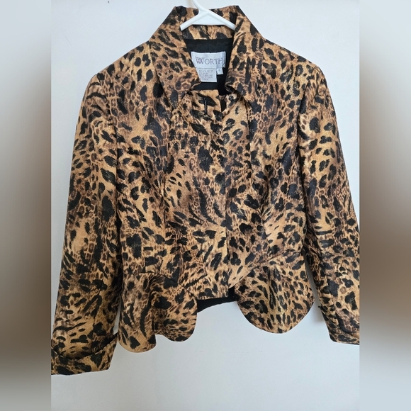 WORTH leopard print cocktail blazer vintage 90s maximalist | 6 - Picture 3 of 6